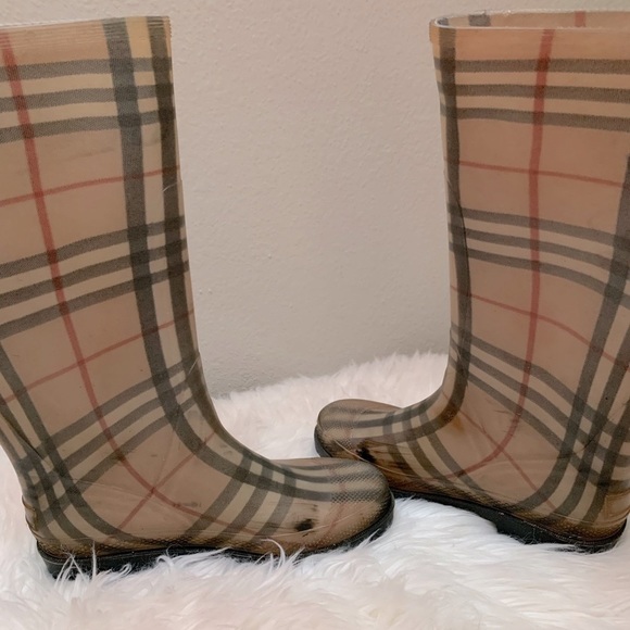 *Vintage* Womens Authentic Burberry Rubber Rain Boots in Classic Plaid Check 38 - Picture 7 of 14